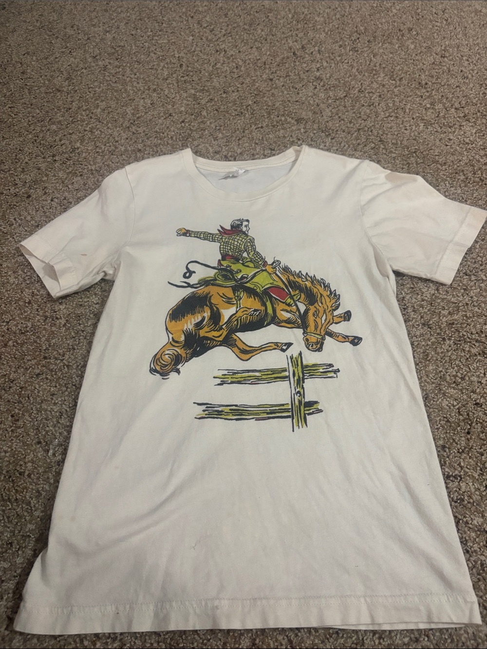 White Graphic Western Rodeo Tee - Classic Cowboy Print